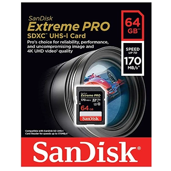 کارت حافظه SDHC سن دیسک مدل Extreme Pro V30 کلاس 10 استاندارد UHS-I U3 سرعت 633X 170MBps ظرفیت 64 گیگابایت